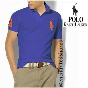 Polo Ralph Lauren Vintage Short Sleeve Shirt Embroidered Big Pony Blue Size XL